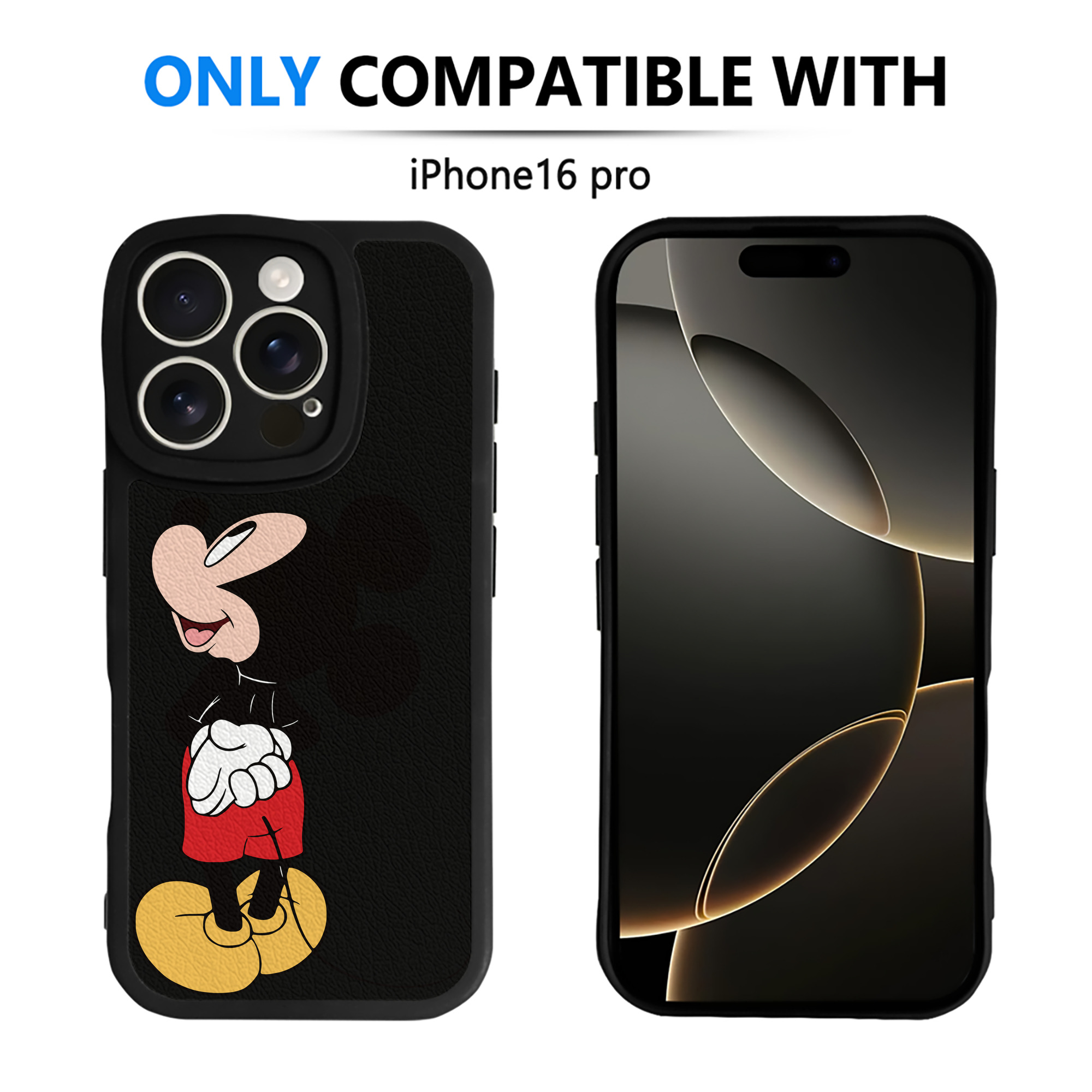 （画像用） ミッキーマウス Mickey Mouse 【iPhone 16シリーズ対応】シリコンスマホケース（レザー調） 材質：シリコン